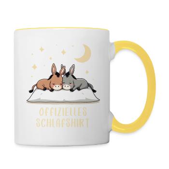 Offizielles Schlafshirt Esel - Tasse zweifarbig - Weiß/Gelb - Rechts