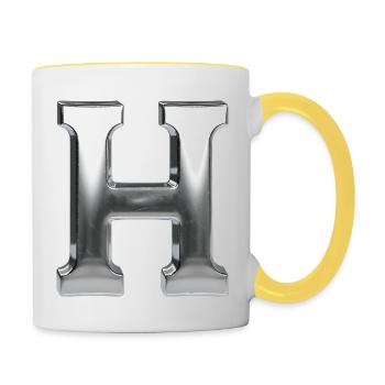 Chrome ,, H " Metallic - Tasse zweifarbig - Weiß/Gelb - Rechts