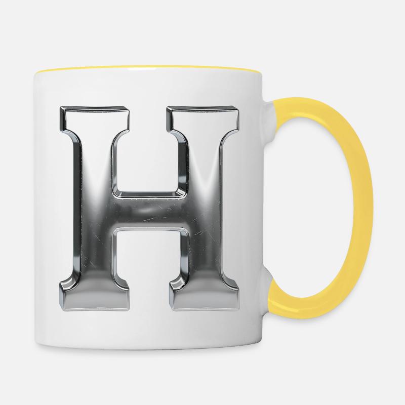Chrome ,, H " Metallic - Tasse zweifarbig - Weiß/Gelb