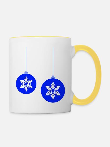 Weihnachtskugeln Stern - Tasse zweifarbig - Weiß/Gelb