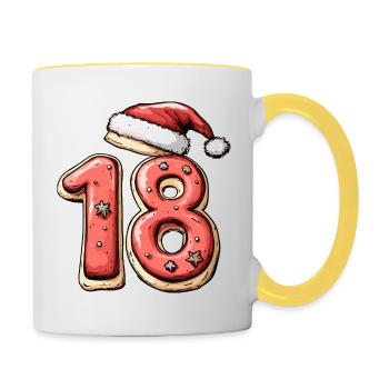 Biscuit de Noël à 18 chiffres - Mug contrasté - blanc/jaune - Droite