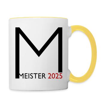 Meister 2025 Meisterschaft - Tasse zweifarbig - Weiß/Gelb - Rechts