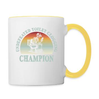 Undefeated Toilet Clogging Champion Skeleton Retro - Contrasting Mug - white/yellow - Right