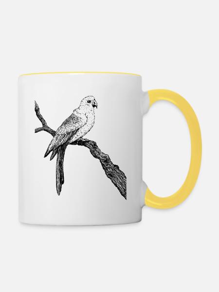 Kleiner Sittich - Tasse zweifarbig - Weiß/Gelb