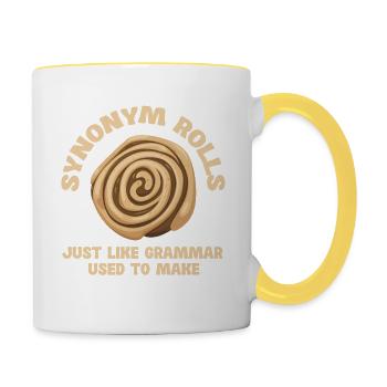 Synonym Rolls Just Like Grammar Used To Make - Contrasting Mug - white/yellow - Right