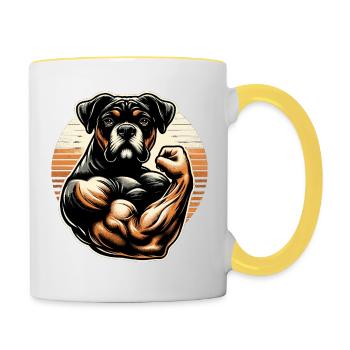 Chien musclé - Mug contrasté - blanc/jaune - Droite