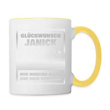 Janick en tant que collègue - Mug contrasté - blanc/jaune - Droite