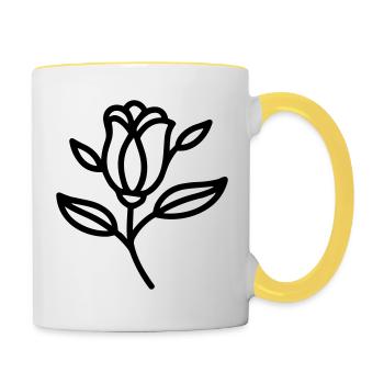 Rosa Blume - Tasse zweifarbig - Weiß/Gelb - Rechts