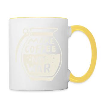 make coffee Not war - Tasse zweifarbig - Weiß/Gelb - Rechts