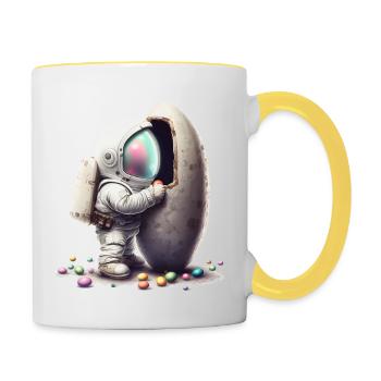 Pâques Pâques Lapin Veille de Pâques Dimanche de Pâques Oeuf de Pâques Printemps - Mug contrasté - blanc/jaune - Droite
