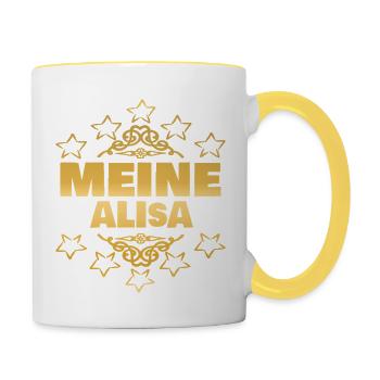 Maedchen Alisa - Tasse zweifarbig - Weiß/Gelb - Rechts
