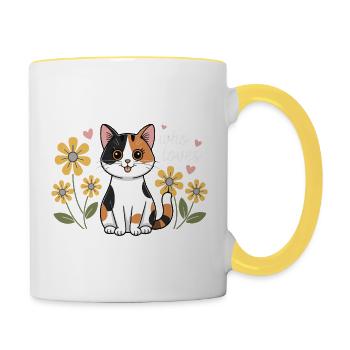 Loves Calico Cat Lover - Contrasting Mug - white/yellow - Right
