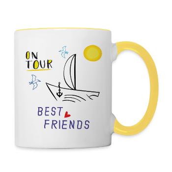 Urlaub Best Friends - Tasse zweifarbig - Weiß/Gelb - Rechts