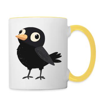 little stupid bird - Contrasting Mug - white/yellow - Right