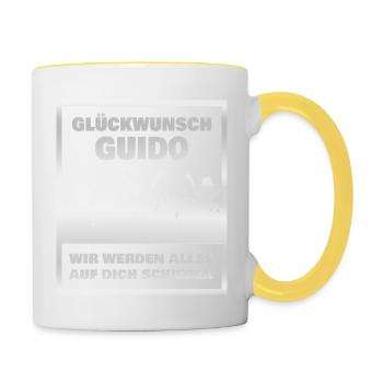 Kollege Guido - Tasse zweifarbig - Weiß/Gelb - Rechts