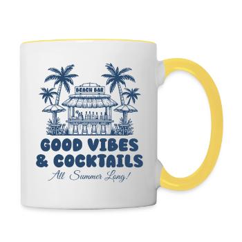 Beach Bar - Summer Vibes & Cocktails - Tasse zweifarbig - Weiß/Gelb - Rechts