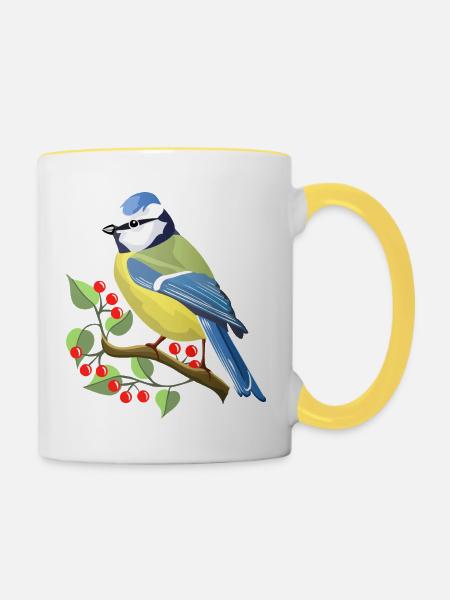 blau - Tasse zweifarbig - Weiß/Gelb