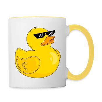 Ente mit brille - Tasse zweifarbig - Weiß/Gelb - Rechts