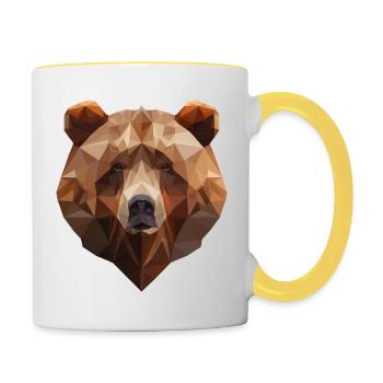 Brown Bear | Low Poly Art Logo Design - Contrasting Mug - white/yellow - Right