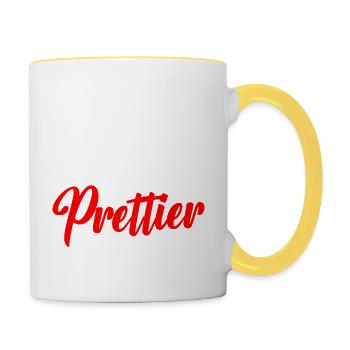 My Girlfriend is prettier than yours. - Contrasting Mug - white/yellow - Right