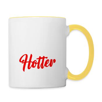 My Wife is Hotter Than Yours. - Contrasting Mug - white/yellow - Right