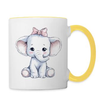 Süßer Baby Elefant - Tasse zweifarbig - Weiß/Gelb - Rechts