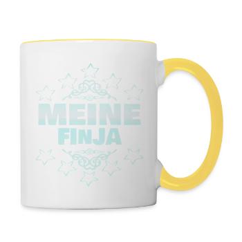 Geschenk für Finja - Tasse zweifarbig - Weiß/Gelb - Rechts