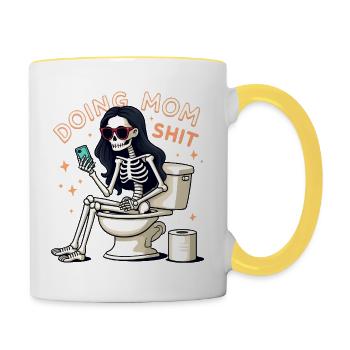 Faire des conneries de maman Drôle de fête des mères Faire des conneries de maman - Mug contrasté - blanc/jaune - Droite