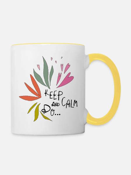 Keep Calm - Tasse zweifarbig - Weiß/Gelb