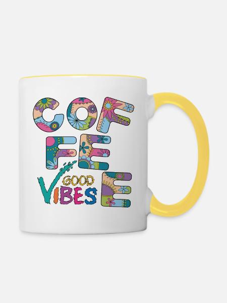 Coffee Vibes - Tasse zweifarbig - Weiß/Gelb