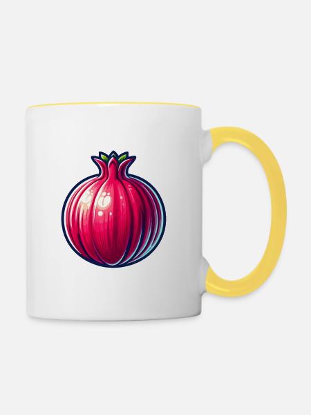 Granatapfelfrucht-Pop-Kunst - Tasse zweifarbig - Weiß/Gelb