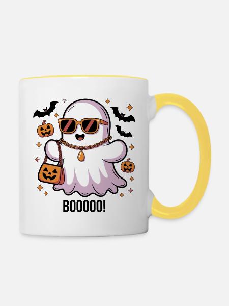 Boo! - Tasse zweifarbig - Weiß/Gelb