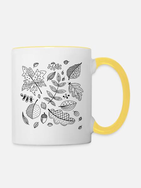 Herbstlaub - Tasse zweifarbig - Weiß/Gelb
