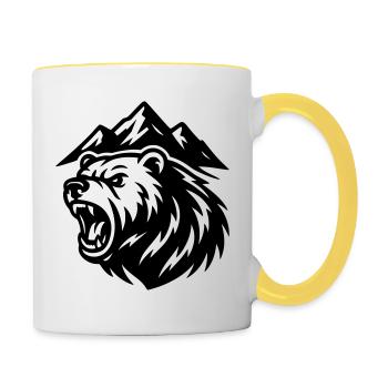 Ours de montagne - Mug contrasté - blanc/jaune - Droite