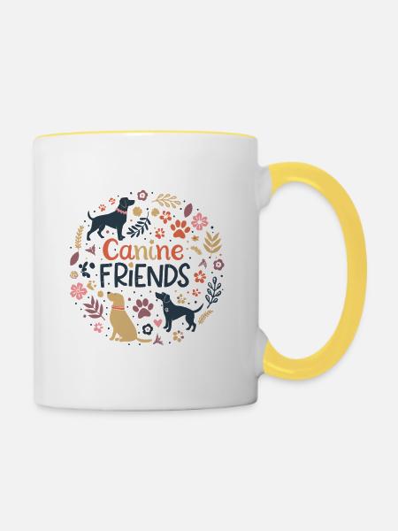 Canine Friends Blumenzirkel - Tasse zweifarbig - Weiß/Gelb