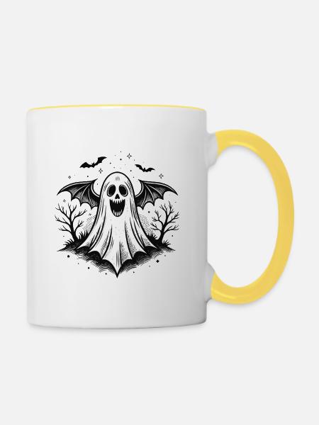 Nachtaktiver geflügelter Geist - Tasse zweifarbig - Weiß/Gelb