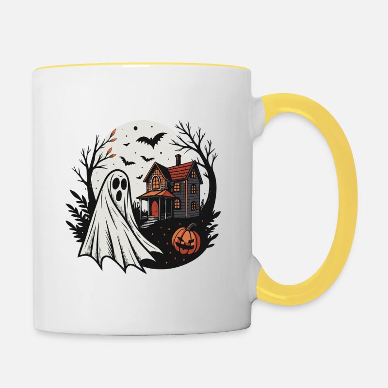 Ghost and Haunted House Night - Contrasting Mug - white/yellow