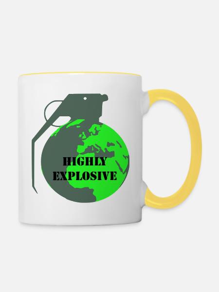 Explosive Erde - Tasse zweifarbig - Weiß/Gelb