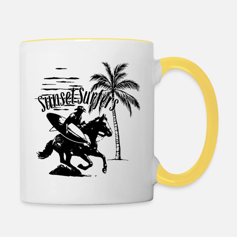 Sunset Surfers - Contrasting Mug - white/yellow