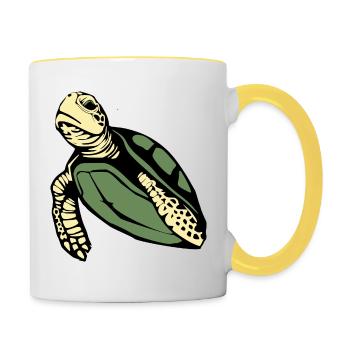 Tortue Tortues - Mug contrasté - blanc/jaune - Droite