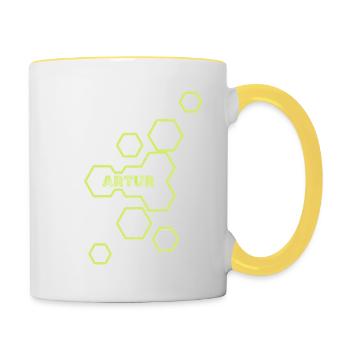 Artur comme nom - Mug contrasté - blanc/jaune - Droite