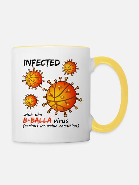 B-Balla Basketball-Virus - Tasse zweifarbig - Weiß/Gelb