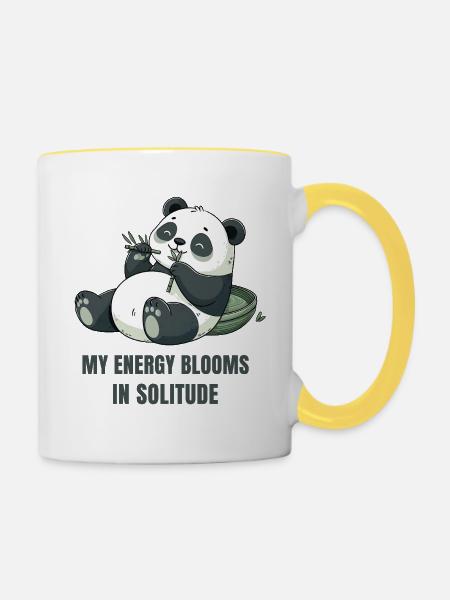 Zitate über Introvertierte - Tasse zweifarbig - Weiß/Gelb