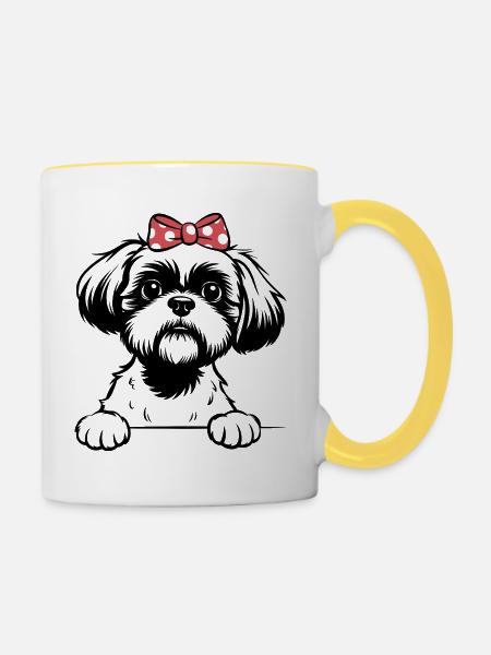 shih Tzu - Tasse zweifarbig - Weiß/Gelb