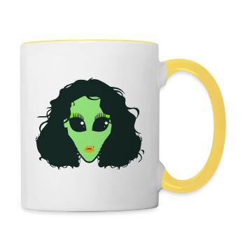 alien_drag_queen - Mug contrasté - blanc/jaune - Droite