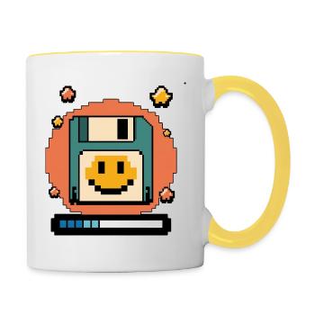 Floppy Disk Retro Internet - Tasse zweifarbig - Weiß/Gelb - Rechts
