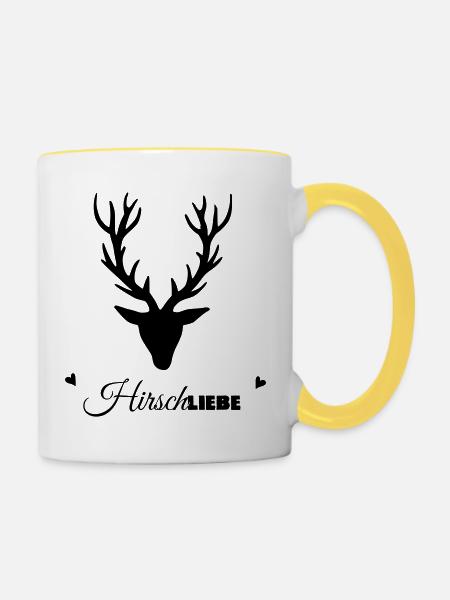 HirschLIEBE by heavenlygoods - Tasse zweifarbig - Weiß/Gelb