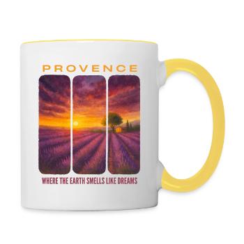 Lavendel-Provence - Tasse zweifarbig - Weiß/Gelb - Rechts