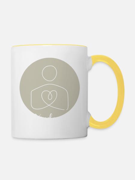 Herzlinie der Freundlichkeit - Tasse zweifarbig - Weiß/Gelb