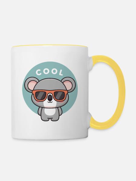 Koala Coole Bunte Gläser - Tasse zweifarbig - Weiß/Gelb